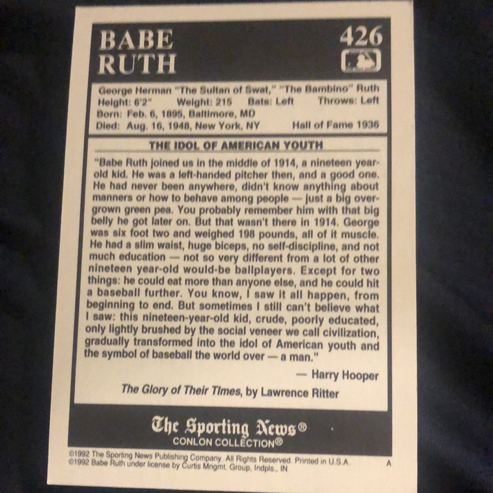 Babe Ruth baseball card - Picture 2 of 2